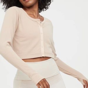 OFFLINE By Aerie Ribbed Cropped Snap Cardigan